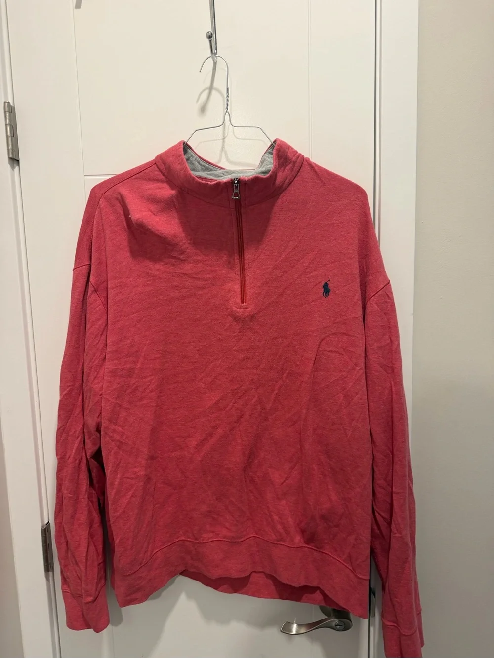 Polo by Ralph Lauren Heather Gray and Coral 1/4 Zip Pullover